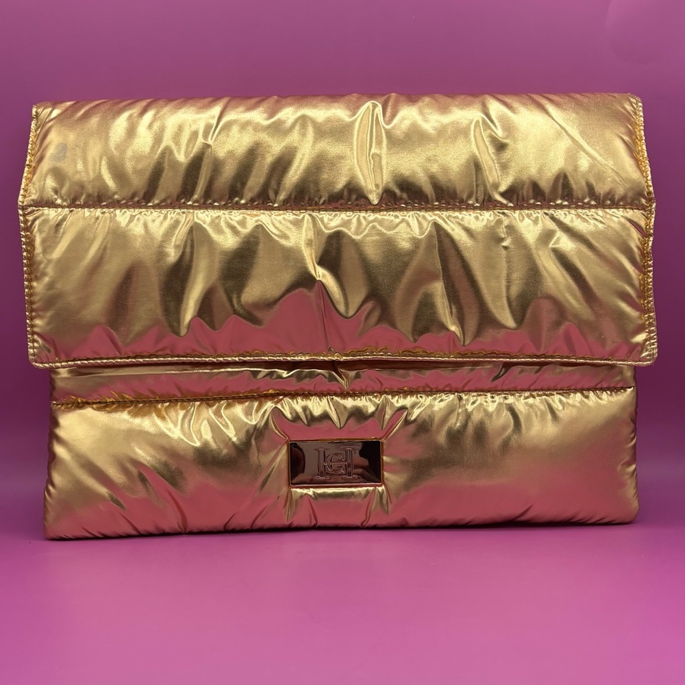 Carolina Herrera Large Gold Fantasy Puffer Clutch